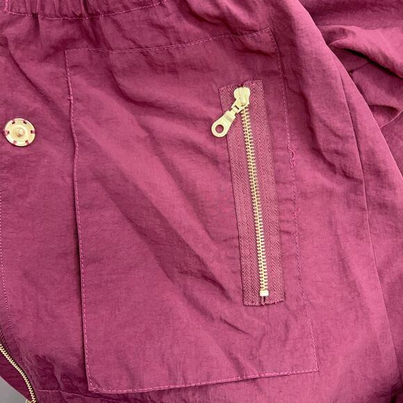 Tart Collections Womens Sz S Rain Jacket Oxblood Zip Pockets Packable Hood Lined - Picture 14 of 16